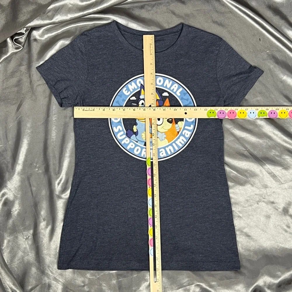 Next Level Bluey Bingo Emotional Support Animal Navy Heather Graphic Tee Kids M